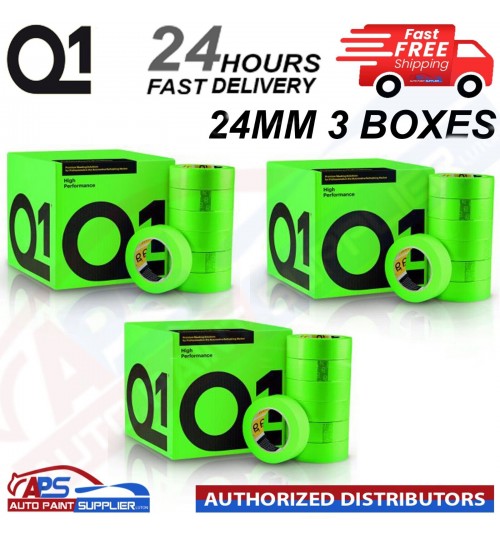 Q1 GREEN MASKING TAPE HIGH PERFORMACE - Box of 3" 24mm x 50m - FAST DELIVERY